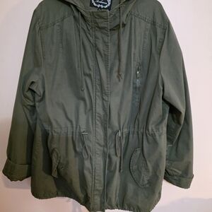Women's Sz XXL Green Anorak Hooded Jacket